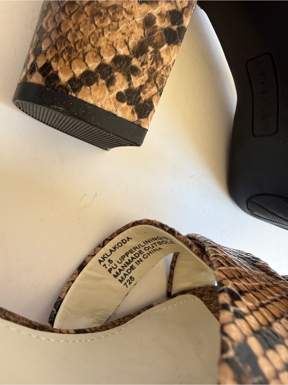 Anne Klein Brown Snake-Print Platform Sandals - Picture 11 of 16